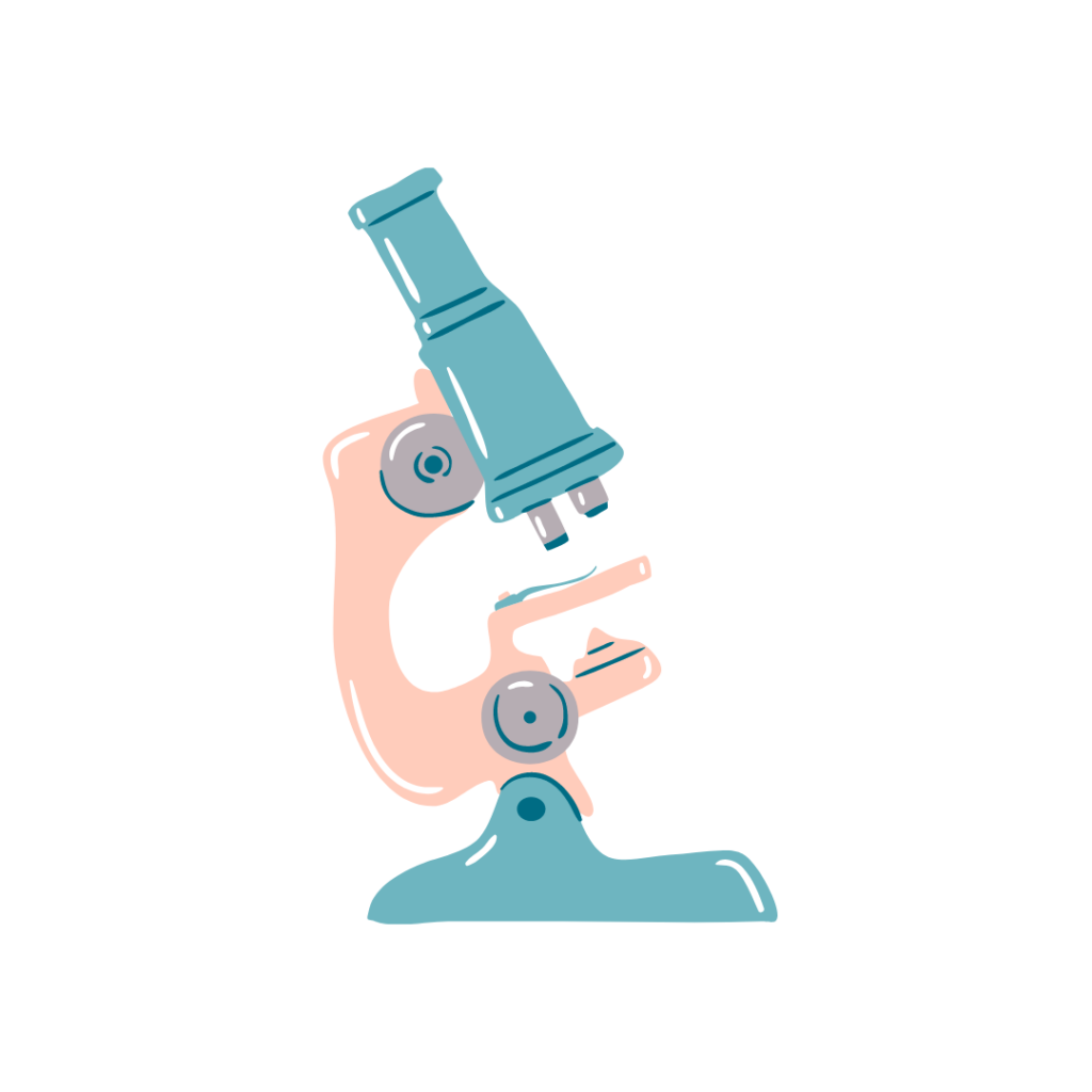 microscope in teal and peach